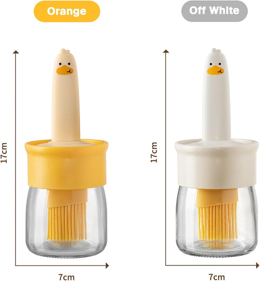 200ml Glass Olive Oil Dispenser Bottle with Silicone Brush (Pack of 1) (Multi Color)