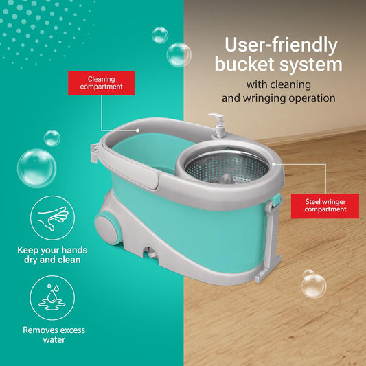 Spotzero by Milton Prime Stainless Steel Wringer Spin Mop