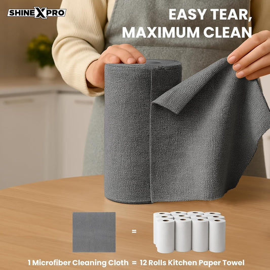 ShineXPro Microfiber Cleaning Cloth Roll, 20Pcs, 4000 Times Washabl